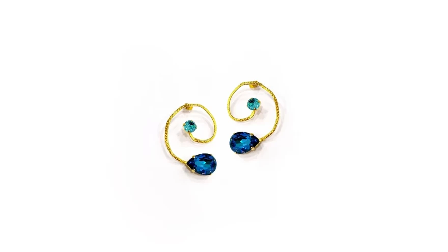 σκουλαρίκια με μπλε πέτρες catherinebijoux.com