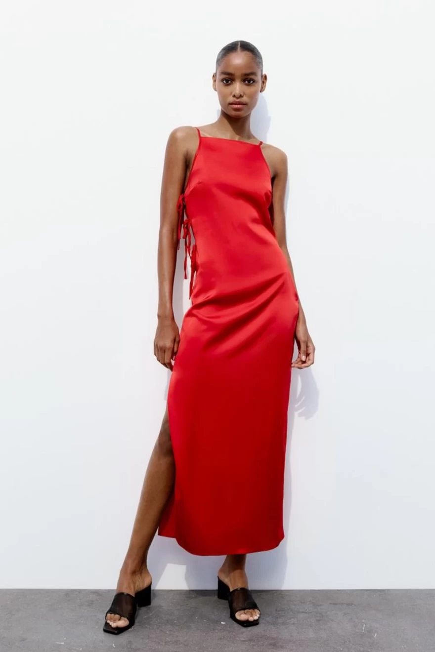 κόκκινο slip dress  zara