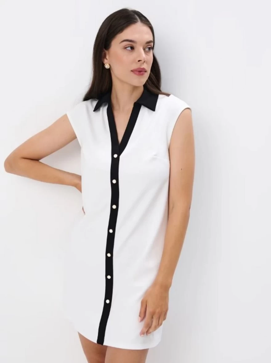 shirt dress λευκό μίνι