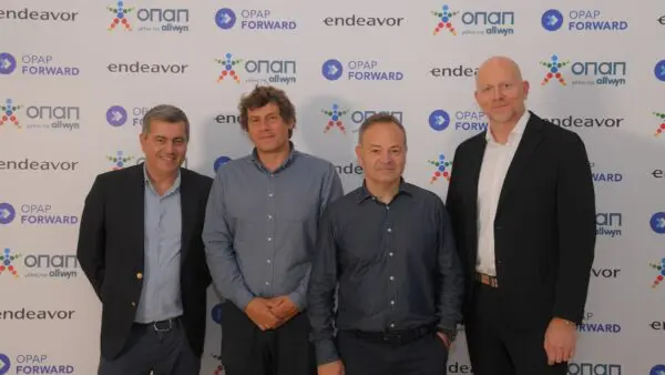 Ο Οδυσσέας Χριστοφόρου, Αναπληρωτής Διευθύνων Σύμβουλος ΟΠΑΠ, ο Παναγιώτης Καραμπίνης, Managing Director της Endeavor Greece, ο Μάρκος Βερέμης, Partner της Big Pi Ventures και Μέλος του Δ.Σ. της Endeavor Greece και ο Jan Karas, Πρόεδρος και Διευθύνων Σύμβουλος ΟΠΑΠ
