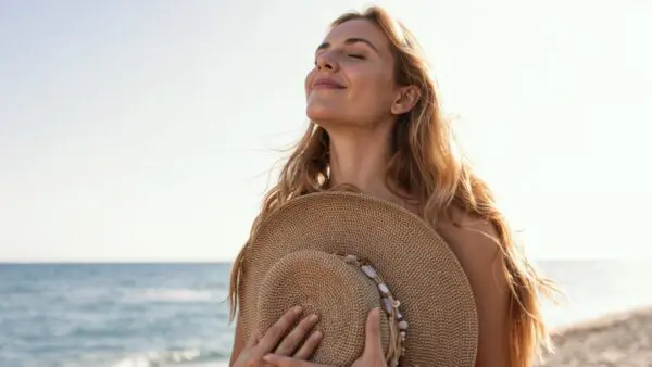 Μια κοπέλα απολαμβάνει την θάλασσα