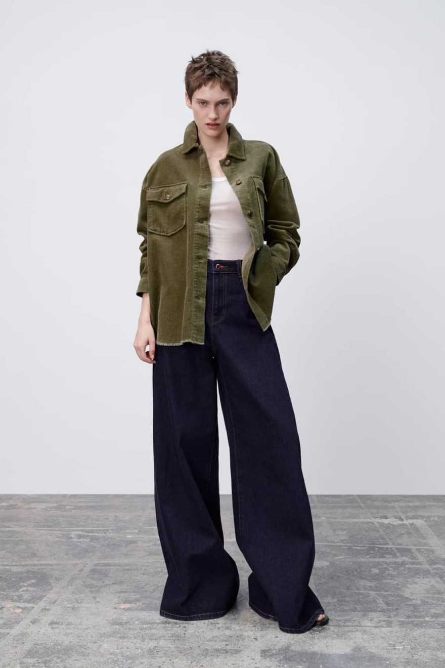 Κοτλέ σακάκι πουκάμισο Zara