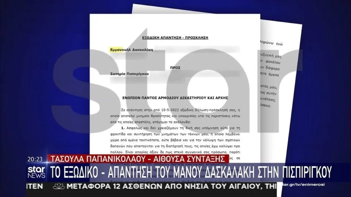 Πάτρα: Η απάντηση του Μάνου Δασκαλάκη στο εξώδικο της Ρούλας Πισπιρίγκου
