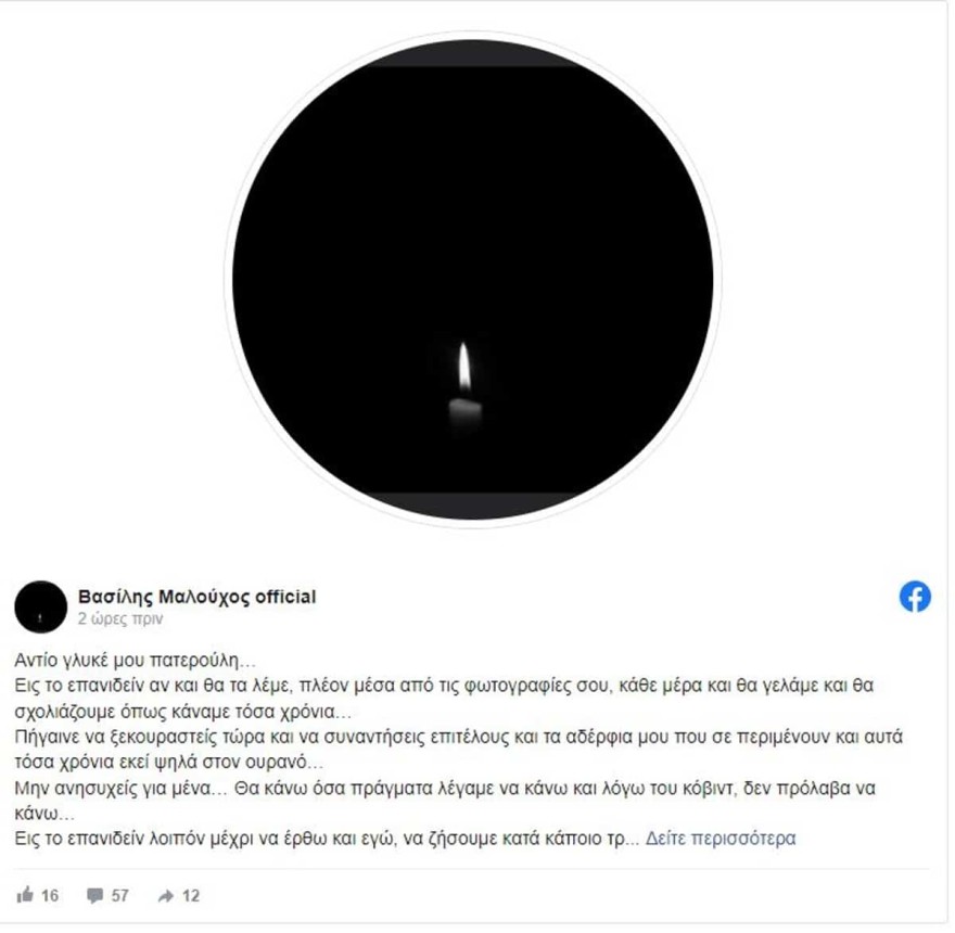 Πέθανε ο ηθοποιός Βασίλης Μαλούχος