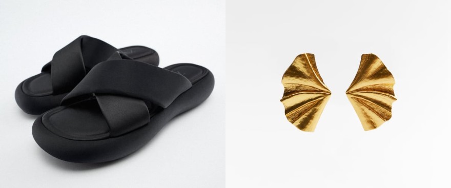 Zara παντόφλες και σκουλαρίκια