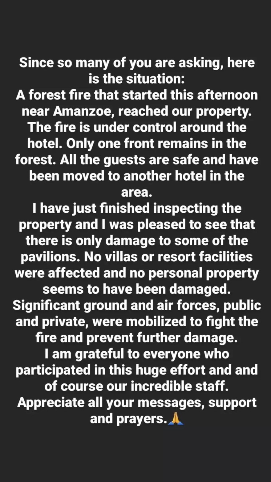 Η αρχική ανάρτηση του Μίλτου Καμπουρίδη για τη φωτιά