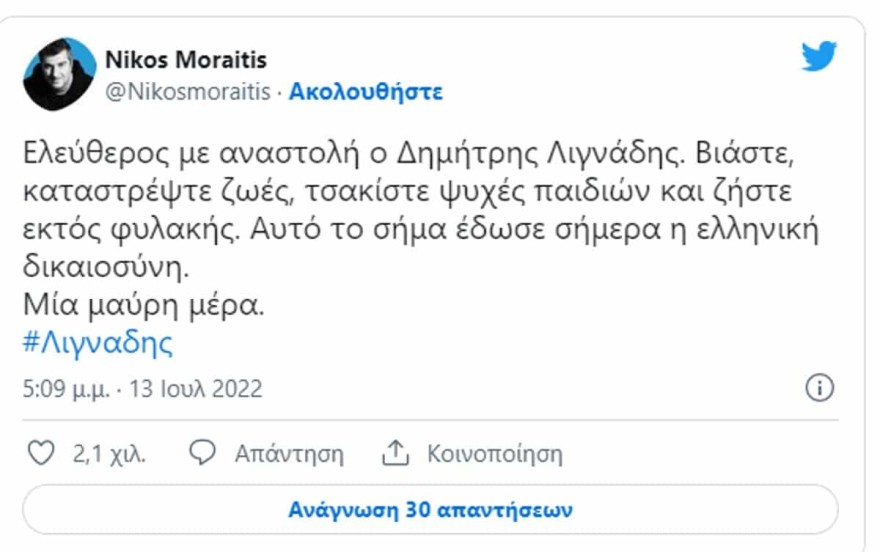 Twitter κατά Λιγνάδη