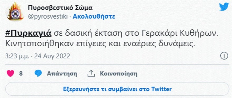 Φωτιά - Κύθηρα