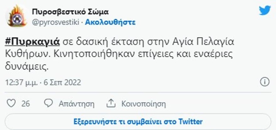 Φωτιά Κύθηρα