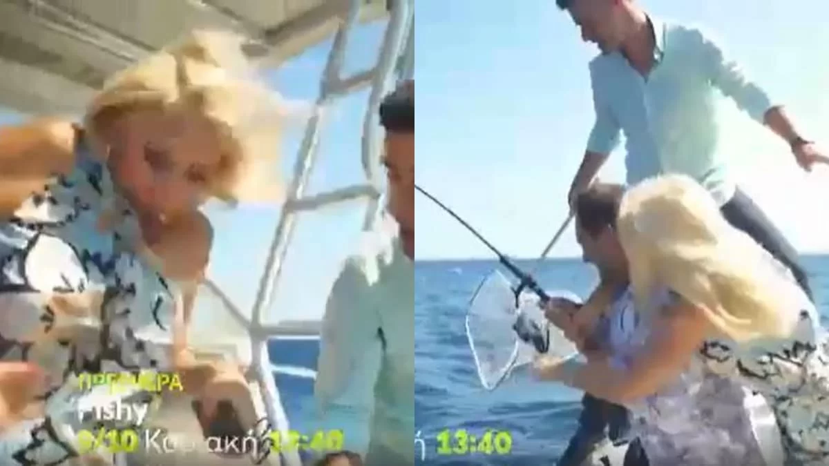 "Θα το φάμε... ολόκληρο":  Ούρλιαζε η Ελένη Μενεγάκη στα γυρίσματα του Fishy - Πήγε για ψάρεμα με μάξι τουαλέτα