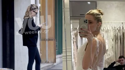 Φορούσε λευκό νυφικό με πούπουλα από πάνω μέχρι κάτω  - Το βίντεο της Γαρυφαλλιάς Καληφώνη από την πρόβα στο ατελιέ