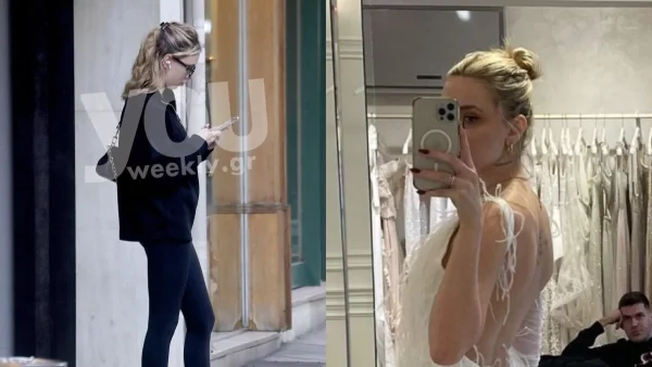 Φορούσε λευκό νυφικό με πούπουλα από πάνω μέχρι κάτω  - Το βίντεο της Γαρυφαλλιάς Καληφώνη από την πρόβα στο ατελιέ