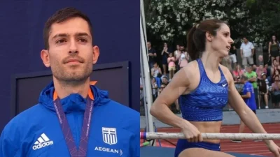 "Τσακισμένοι" ψυχολογικά - Με μαύρη κορδέλα στη φανέλα τους ο Τεντόγλου & η Στεφανίδη προς τιμήν των θυμάτων των Τεμπών