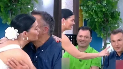 Γέλασε αμήχανα - Το on air φιλί της Μαρίας Κορινθίου στον Γιώργο Λιάγκα