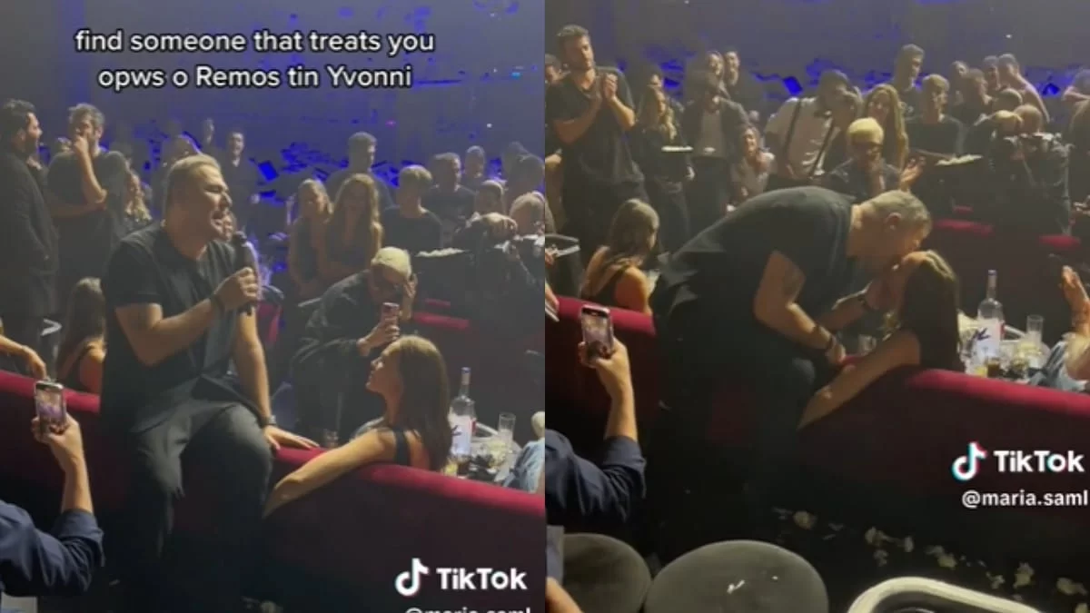 Χαμός με τον Αντώνη Ρέμο και την Υβόννη Μπόσνιακ - Βίντεο από το παθιασμένο φιλί τους στα μπουζούκια την ώρα που της τραγουδούσε