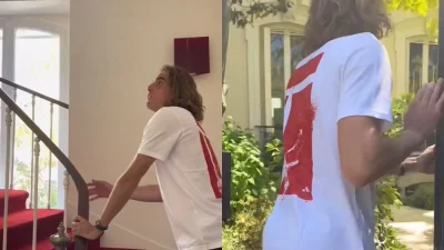 Διώροφο με κόκκινο βασιλικό χαλί & συλλογή από παπούτσια - Βίντεο μέσα από το αριστοκρατικό σπίτι του Στέφανου Τσιτσιπά στο Παρίσι