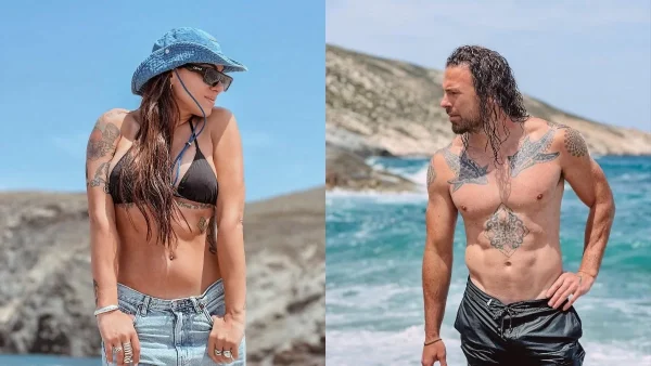 Σε ειδυλλιακό τοπίο στη Σαντορίνη - Η ρομαντική απόδραση Βαλαβάνη & Μόργκαν για το τριήμερο του Αγίου Πνεύματος