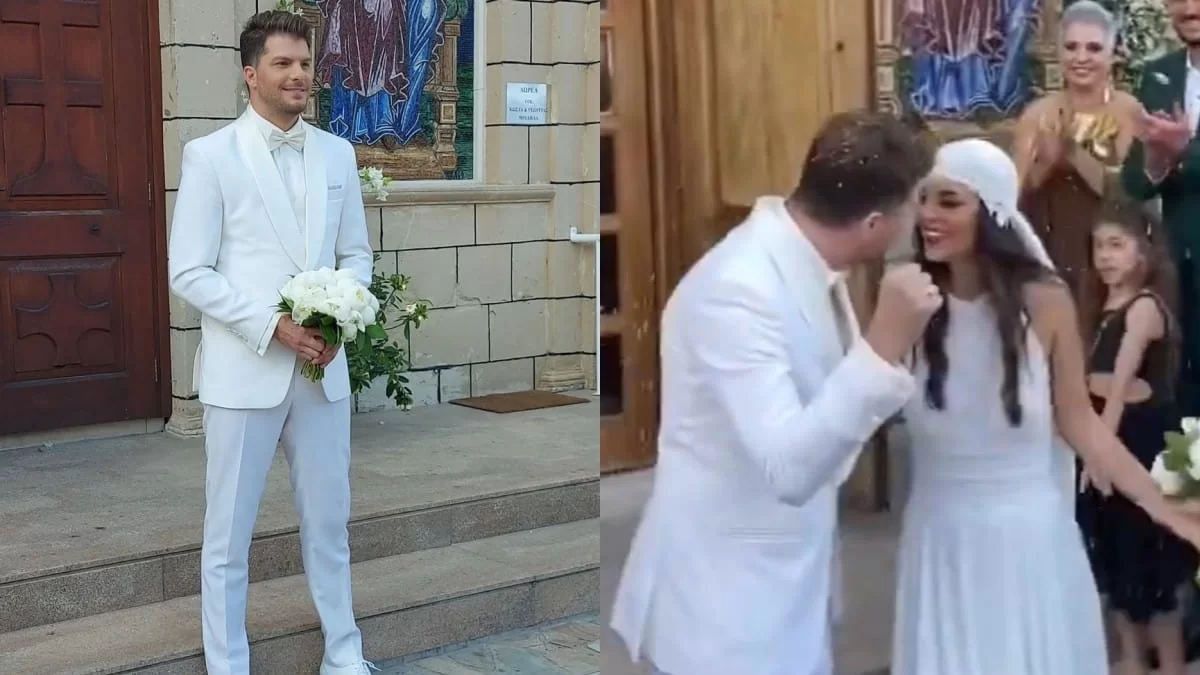 Πανηγύριζε έξω από την εκκλησία ο Λούκας Γιώρκας - Το φιλί με την Σαλαμπάση μετά τον γάμο και η εντυπωσιακή είσοδος στο γλέντι