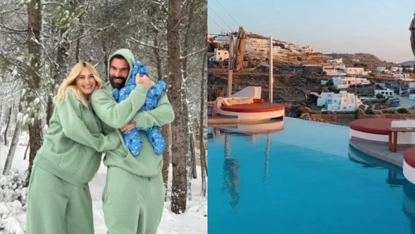 Σε υπεροπολυτελές ξενοδοχείο με τεράστια πισίνα και θέα - Μαζί με τον μπέμπη τους στη Μύκονο η Τούνη & ο Αλεξάνδρου