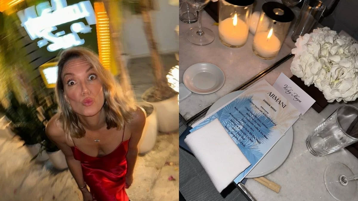 Με κατακόκκινο φόρεμα σε δείπνο του Τζόρτζιο Αρμάνι - Η συγκλονιστική εμφάνιση της Βίκυς Καγιά στη Μύκονο