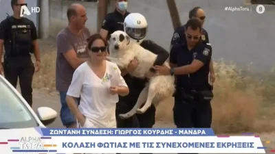 Φωτιά στη Μάνδρα: Η συγκινητική στιγμή που η ΕΛ.ΑΣ σώζει τρομαγμένο σκυλάκι
