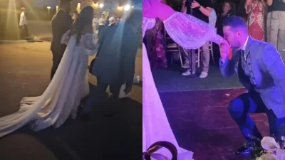 Φαντασμαγορικός γάμος στη showbiz - Όλοι κοιτούσαν τη νύφη με το βαθύ ντεκολτέ, τα στρας και τα φουσκωτά μανίκια