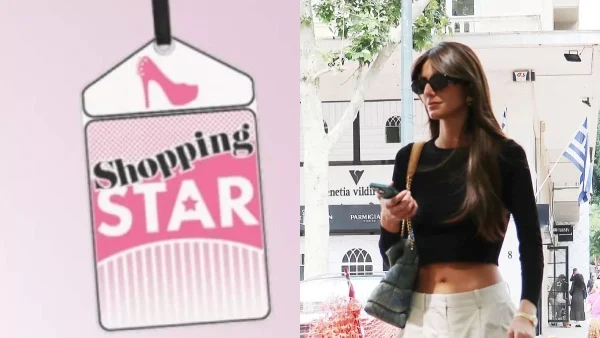 Ροζ φόρεμα με έντονο ντεκολτέ και φουσκωτά μανίκια - Καμία σχέση με την Καγιά το πρώτο outfit της Παπαγεωργίου για το Shopping star