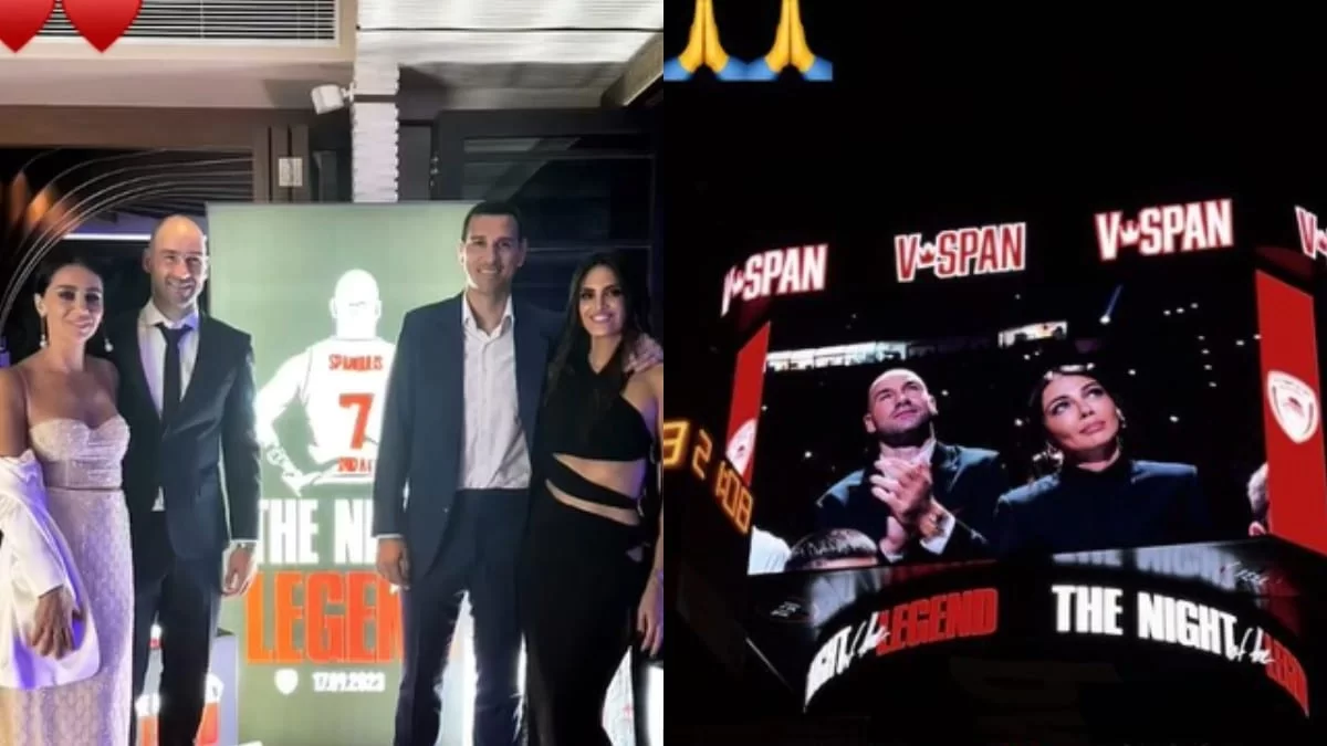 Εντυπωσιακή με κορσέ και φούστα γεμάτα στρας - Η κομψή εμφάνιση της Ολυμπίας Χοψονίδου στη βραδιά απόσυρσης της φανέλας του Σπανούλη