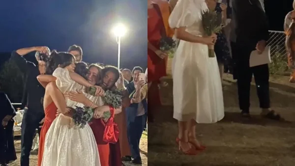 Παντρεύτηκαν υπό άκρα μυστικότητα με λίγους συγγενείς και φίλους - Το αστραφτερό vintage νυφικό της αγαπημένης ηθοποιού και οι παράνυμφοι με τα κόκκινα φορέματα