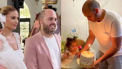 Με μακρύ λευκό φόρεμα και άνοιγμα στην πλάτη - Η Δέσποινα Καμπούρη βάφτισε την κόρη του Μάνου Μαγιάτη