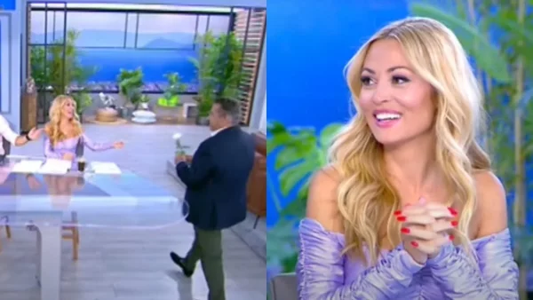 «Δεν σου κάνω πρόταση γάμου!» - Με λευκό τριαντάφυλλο στο χέρι ο Γιώργος Λιάγκας υποδέχθηκε την Ελένη Βουλγαράκη