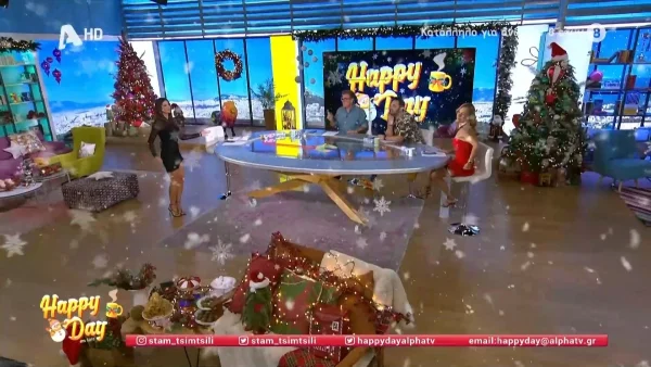Γεμάτο με χιονανθρώπους και Χριστουγεννιάτικα γλυκά: Στολίστηκε στα γιορτινά το πλατό του "Happy Day"