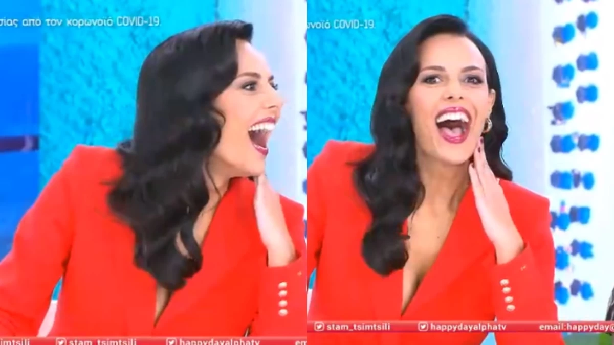 Με το στόμα ανοιχτό η Όλγα Λαφαζάνη στον αέρα του Happy Day - Άναυδη με την έκπληξη του συζύγου της