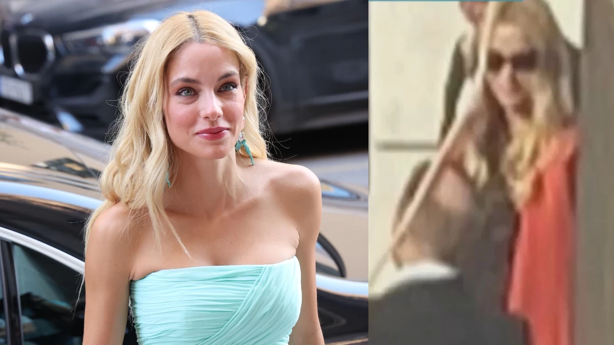 Συνοδευμένη από τον σύζυγό της, Δημήτρη - Με κατακόκκινο παλτό και γυαλιά ηλίου η Δούκισσα Νομικού στον γάμο Ματσούκα & Κόκκαλη