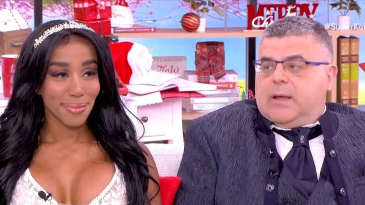 Έσκασε με νυφικό στο πλατό του Super Κατερίνα η Ελίζαμπεθ Ελέτσι, με κοστούμι στο πλευρό της ο σύντροφός της - Το "καυτό" φιλί στο στόμα