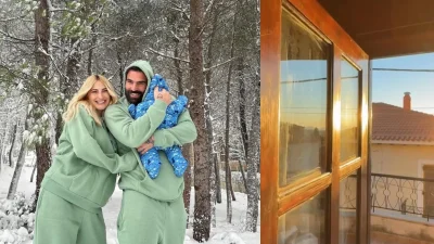 «Παράδεισος» με πέτρινους τοίχους και ξύλινο δωμάτιο σοφίτα - Το βίντεο της Τούνη από το εξοχικό του Δημήτρη Αλεξάνδρου στην Αράχωβα