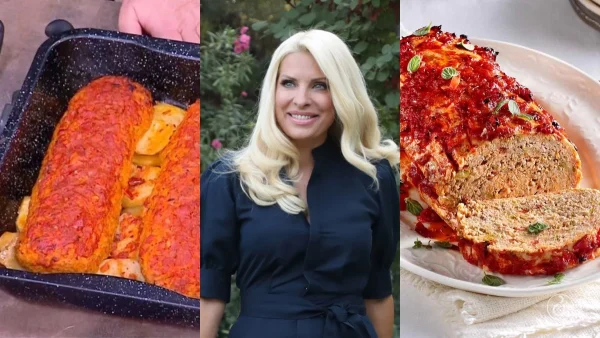 Ελένη Μενεγάκη: Το αγαπημένο φαγητό από τη γιαγιά της - Συνταγή για ζουμερό ρολό με κιμά κοτόπουλο & μελωμένες πατάτες