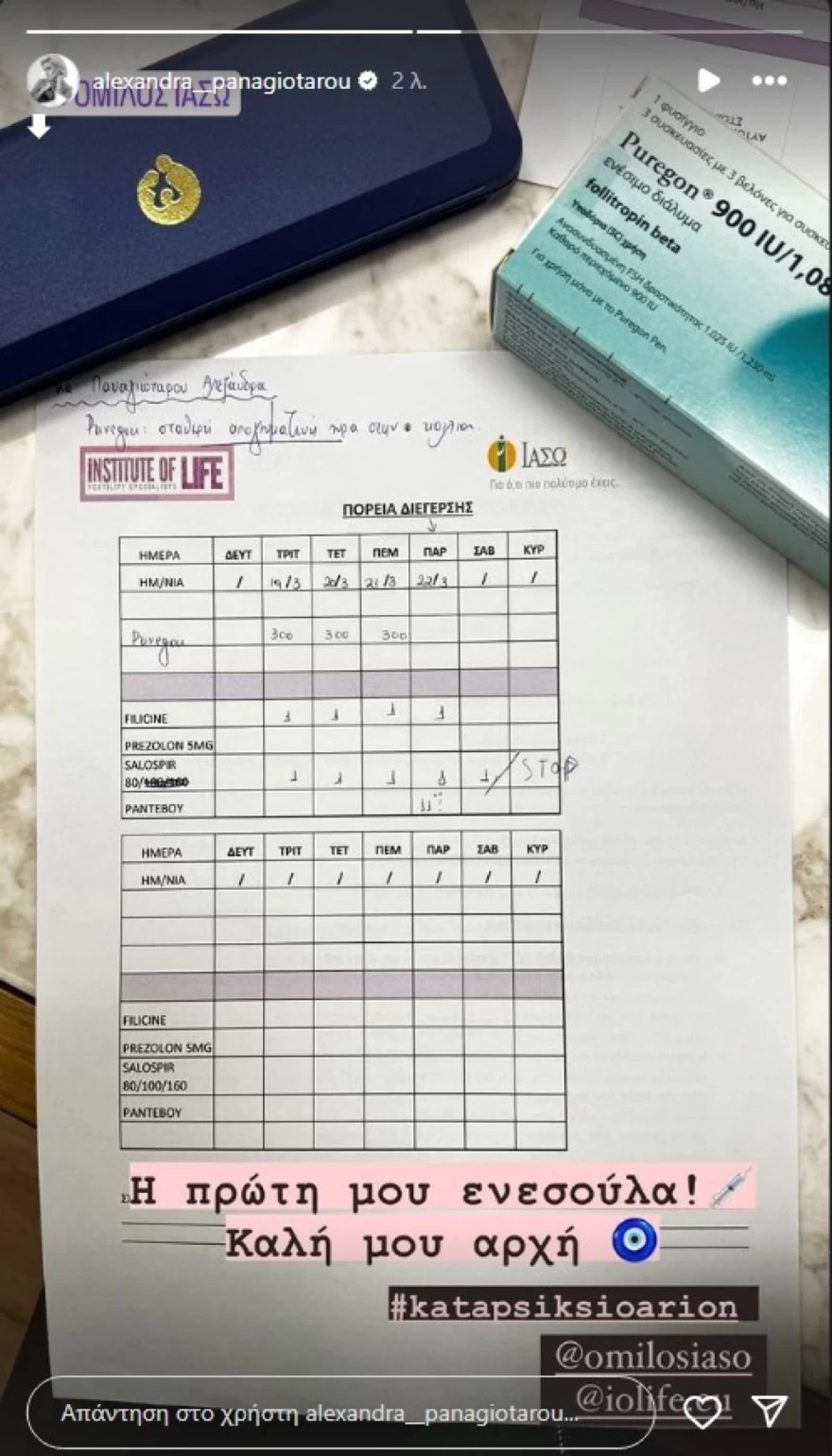 Αλεξάνδρα Παναγιώταρου κατάψυξη ωαρίων ένεση