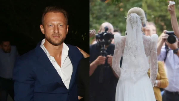 Κώστας Καραφώτης: Τα πρώτα πλάνα από τον γάμο του - Εντυπωσιακή η νύφη με δαντελωτό, ρομαντικό νυφικό και πέπλο