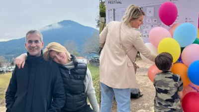 Σία Κοσιώνη & Κώστας Μπακογιάννης: Οικογενειακές διακοπές στο Καρπενήσι - Εκείνη για καφέ κι εκείνος για ορειβασία