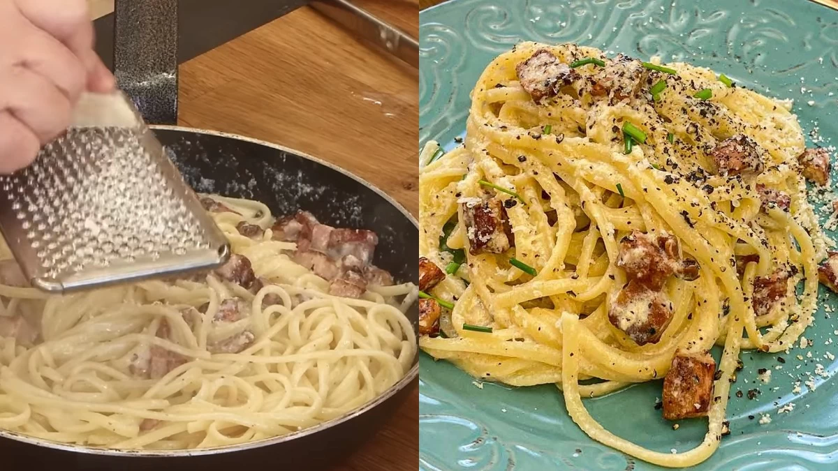 Αυθεντική - Ιταλική καρμπονάρα με πλούσια σάλτσα: Πανεύκολα βήματα για να τη φτιάξεις σε 10 λεπτά