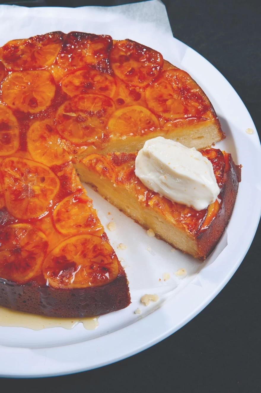 Ανάποδο κέικ με μανταρίνια και κρέμα τυριού