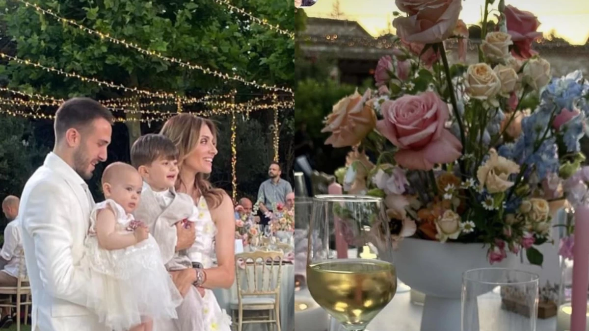 Κώστας Φορτούνης: Φωτογραφίες από τη μαγική βάφτιση της κόρης του σε κτήμα - Η διώροφη τούρτα, το ιδιαίτερο φόρεμα της συζύγου του και η ξεχωριστή μπομπονιέρα
