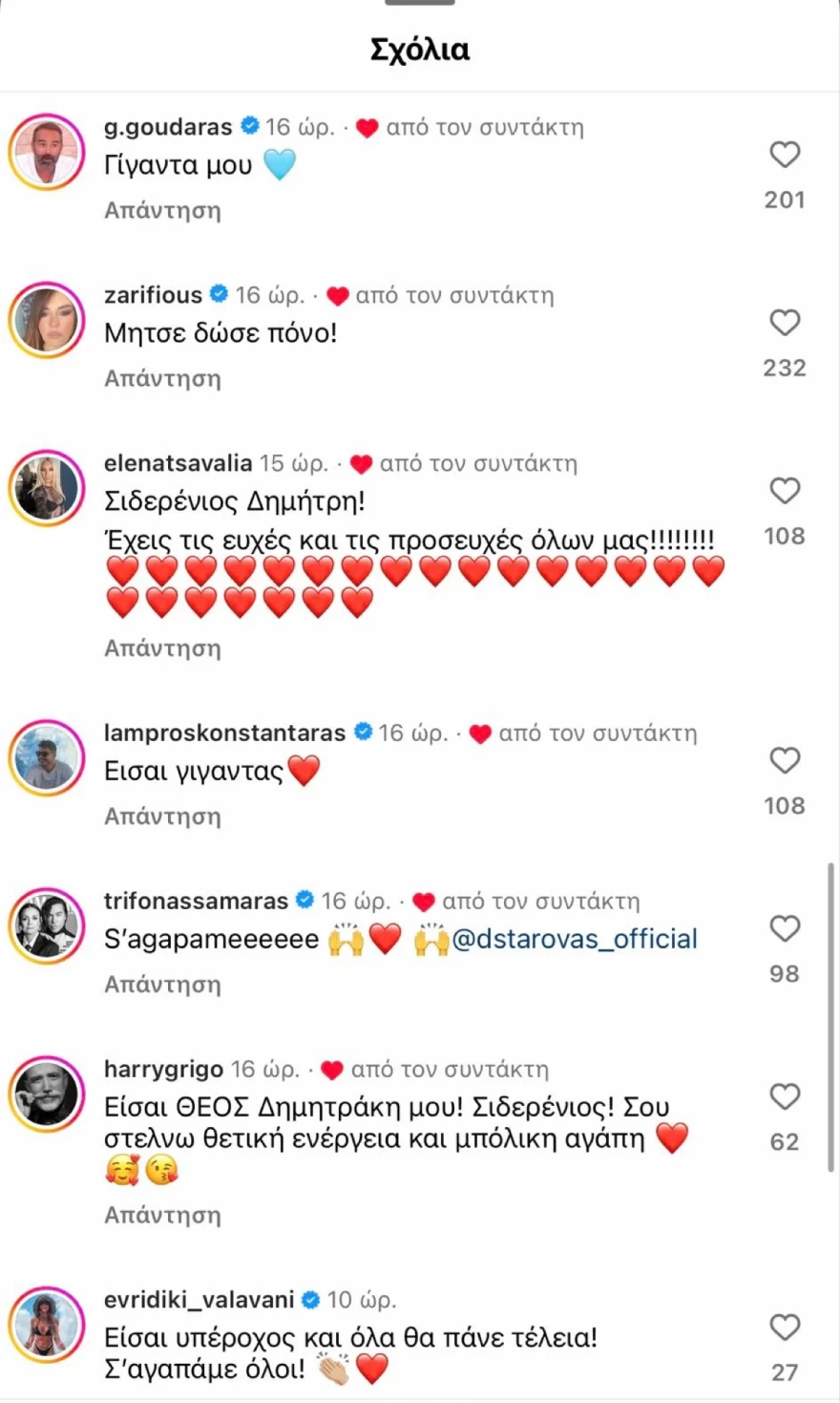 Δημήτρης Σταρόβας -  Συμπαράσταση - Πρόβλημα υγείας