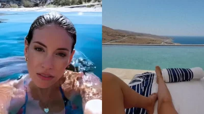 Αθηνά Οικονομάκου: Η φωτογραφία με τον ημίγυμνο Μπρούνο Τσερέλα μέσα στην πισίνα της χλιδάτης βίλας τους στη Τζιά