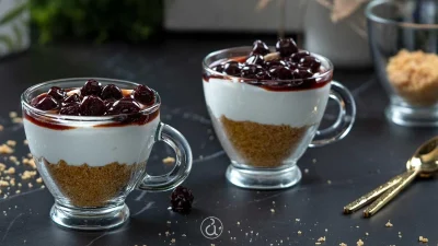 Το πιο διάσημο γλυκό ψυγείου μέσα σε 10 λεπτά με μίξερ χειρός - Με γιαούρτι και βύσσινο που σερβίρεται σε ποτήρι