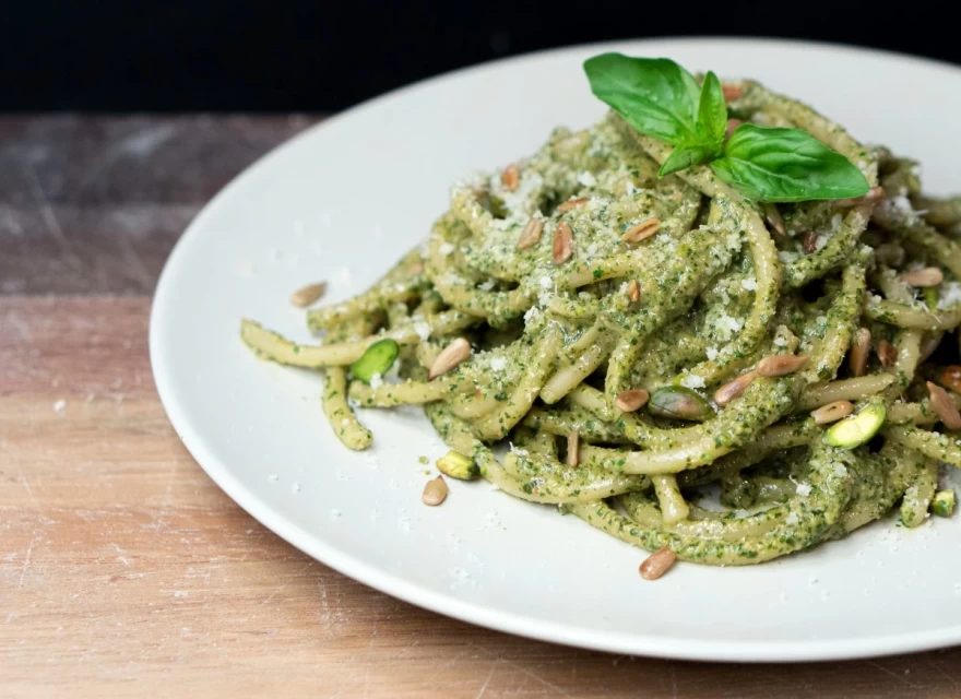Spaghetti with Basil Pesto