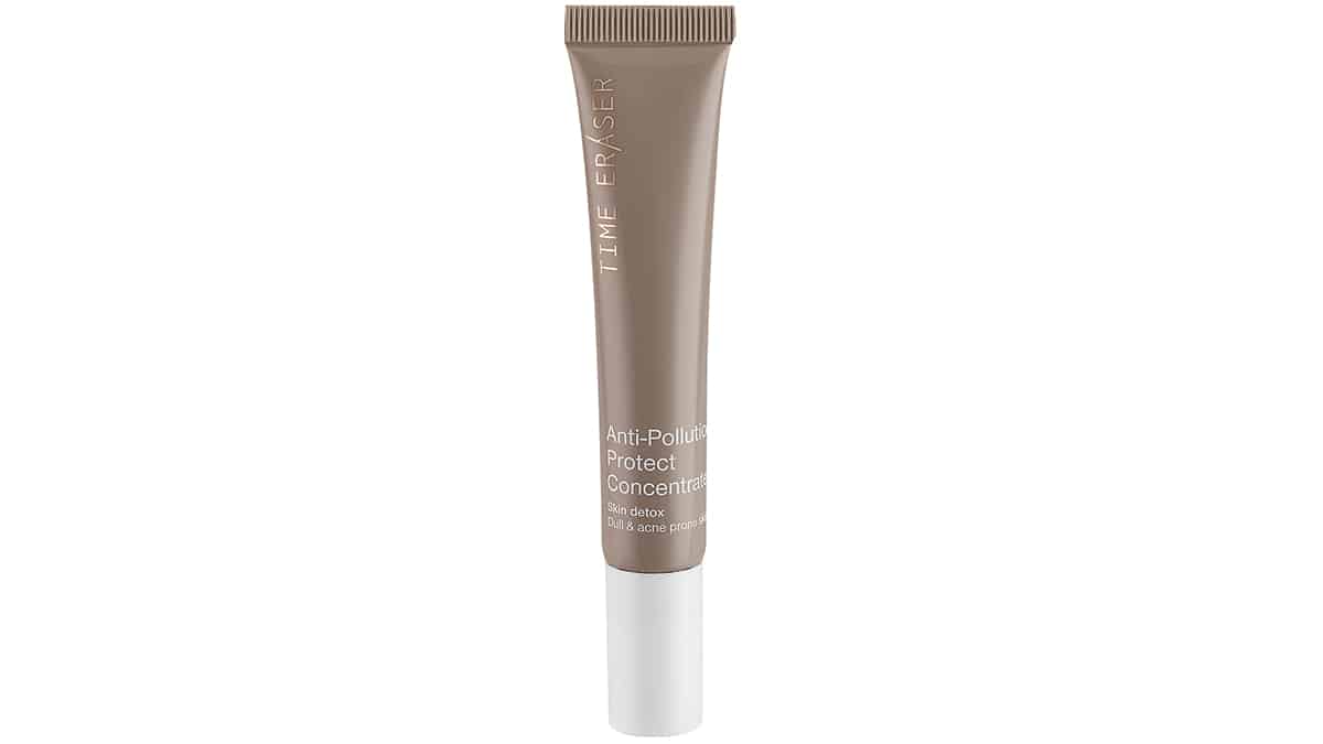 Ορός προστασίας τριπλής δράσης, µε άµεση αποτοξίνωση, ανανέωση και επανόρθωση σε θαµπές και κουρασµένες επιδερµίδες µε τάση ακµής, Anti-Pollution, Protect Concentrate, Time Eraser (στα Φαρµακεία, medisei.gr)