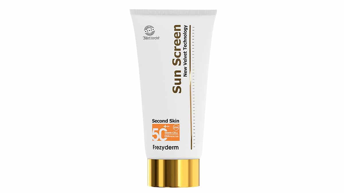 Αντηλιακό γαλάκτωμα σώματος, Sun Screen, New Velvet Technology, SPF50+ Second Skin, Frezyderm (στα Φαρμακεία)