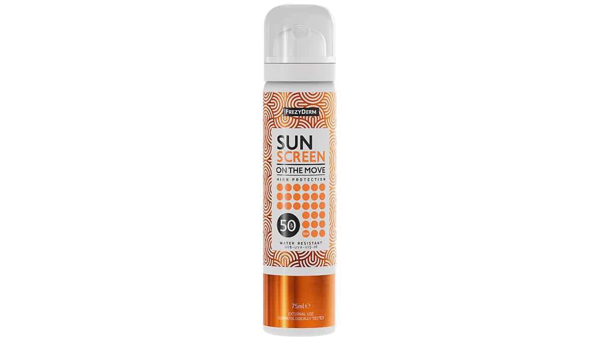 Αντηλιακό σπρέι προσώπου, Sun Screen, On the Move SPF50, Frezyderm (στα Φαρμακεία)